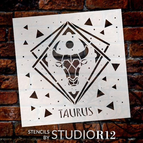 Taurus Zodiac Stencil by StudioR12 | DIY Star Sign Celestial Bedroom & Home Decor | Craft & Paint Astrological Wood Signs | Select Size | STCL5143