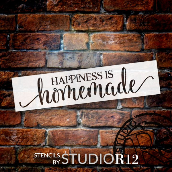 Happiness - Homemade Stencil by StudioR12 | DIY Inspiratioal Quote Kitchen Decor Gift | Craft & Paint Wood Sign Reusable Mylar Template | Select Size