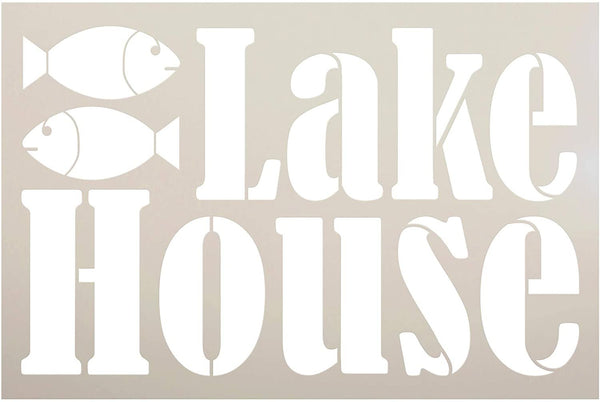 Lake House Stencil by StudioR12 | DIY Rustic Fishing Home Decor | Craft & Paint Wood Sign | Reusable Mylar Template | Vacation Nature Adventure Gift - Porch | Select Size