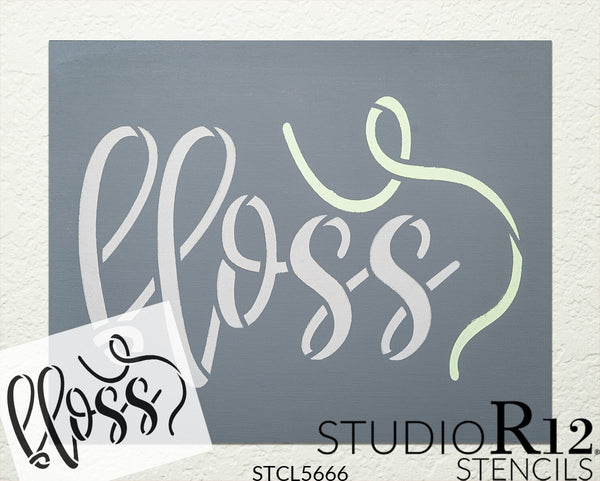 Floss Cursive Script Stencil by StudioR12 | DIY Simple Home & Bathroom Decor | Craft & Paint Farmhouse Wood Signs | Select Size | STCL5666