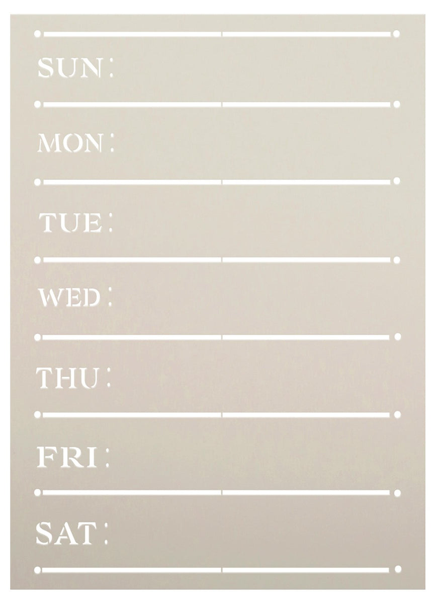 Simple Weekly Calendar Stencil by StudioR12 | DIY Menu Board Planner for  Kitchen & Home | Craft Chalkboard Decor | Select Size | STCL5947