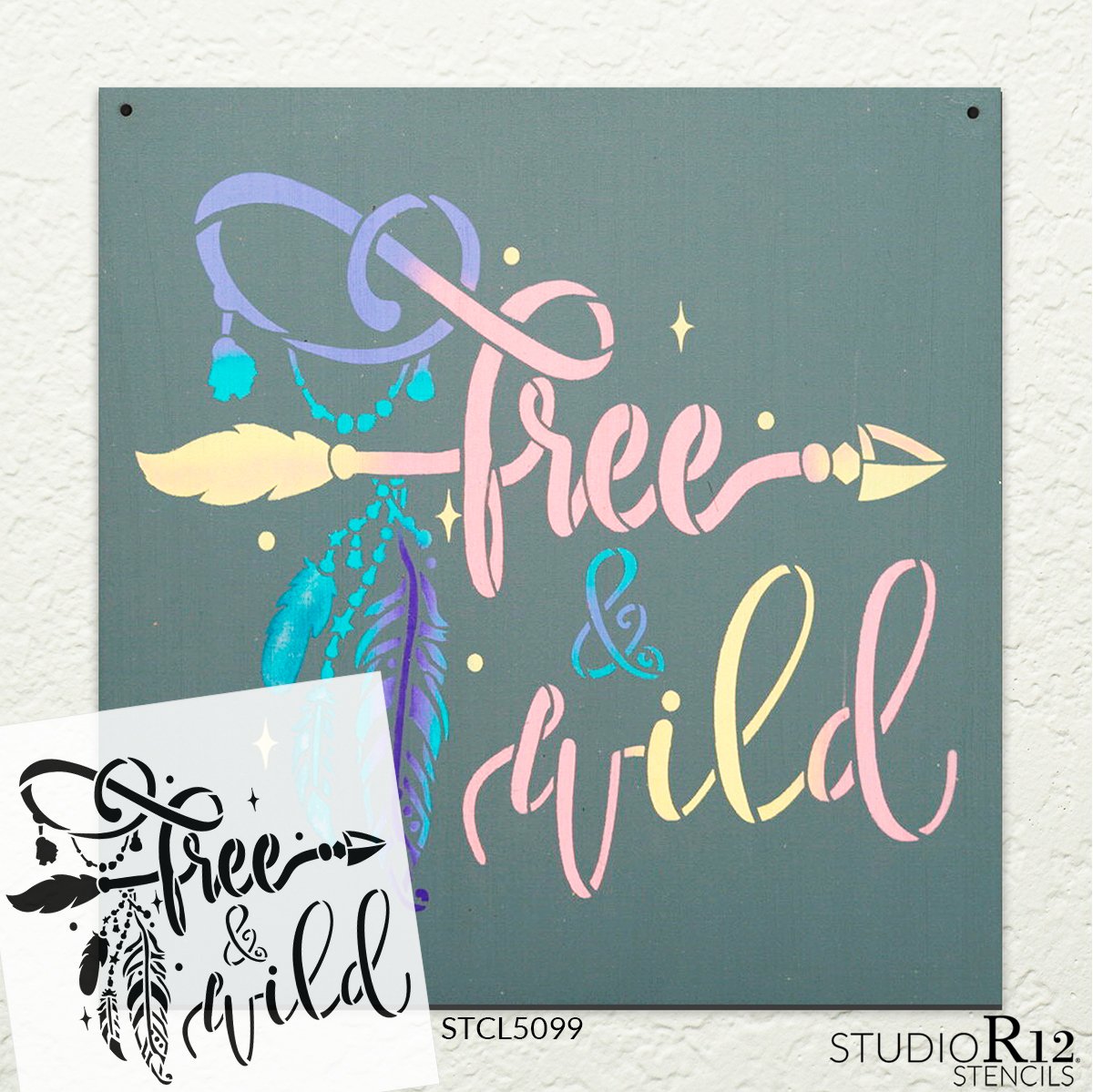 Stay Positive with Butterfly Stencil by StudioR12, Craft DIY Boho Home  Decor, Paint Inspirational Wood Sign, Reusable Mylar Template