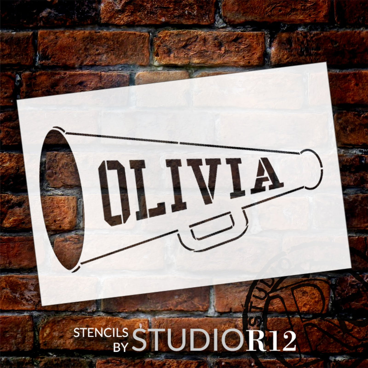 Personalized Cheerleader Megaphone Stencil by StudioR12 Select Size