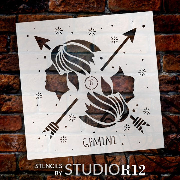 Gemini Zodiac Stencil by StudioR12 | DIY Star Sign Celestial Bedroom & Home Decor | Craft & Paint Astrological Wood Signs | Select Size | STCL5144