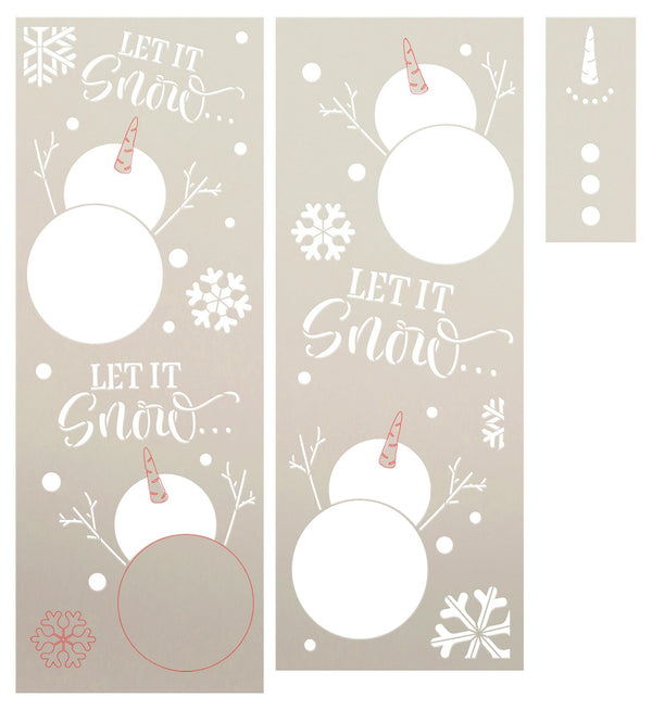 Let It Snow Tall Porch Sign Stencil by StudioR12 - 4ft - USA Made - DIY Winter Snowman Porch Decor | Paint Winter Snowflake Leaner Signs | STCL6975