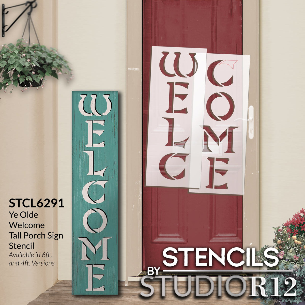 Traditional Serif Welcome Stencil by StudioR12, DIY Outdoor Farmhouse Home  Decor, Craft Vertical Wood Leaner Signs