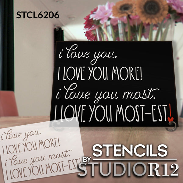 Love You Mostest Stencil by StudioR12 | Craft DIY Home Decor | Paint Valentine's Wood Sign | Reusable Mylar Template | Select Size | STCL6206