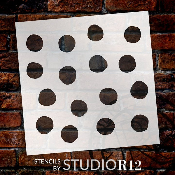 Hand Drawn Polka Dot Background Stencil by StudioR12 | Simple Reusable Pattern Stencils | Mixed Media & Multimedia Template | Select Size | STCL5649