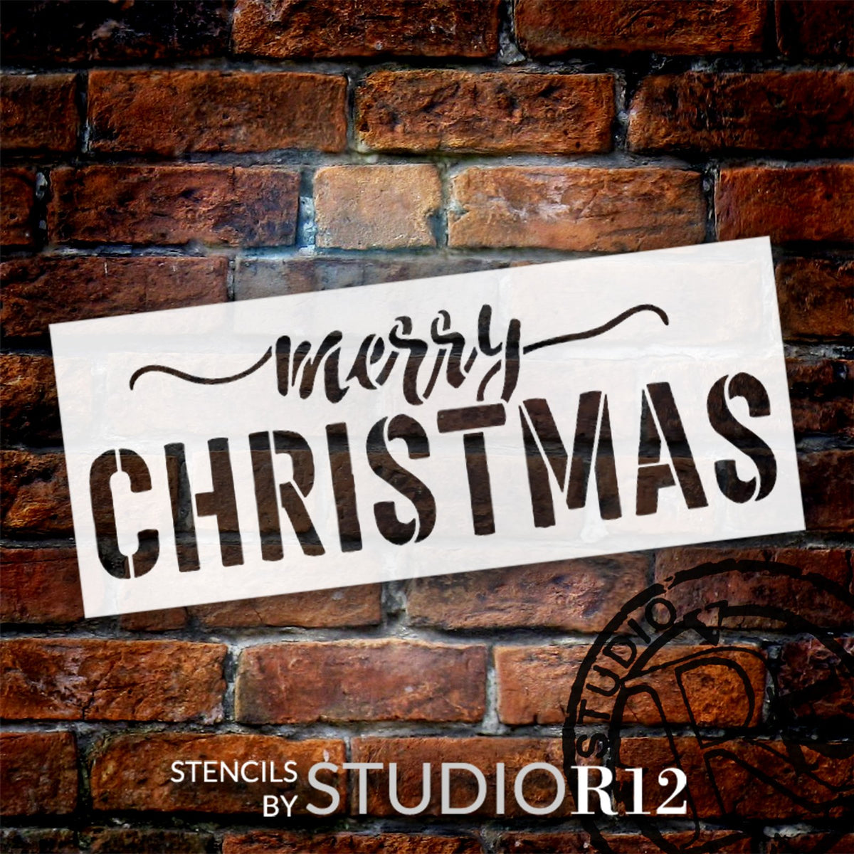 Merry Christmas Stencil by StudioR12  Elegant Christmas Word Art - Me –  StudioR12 Stencils