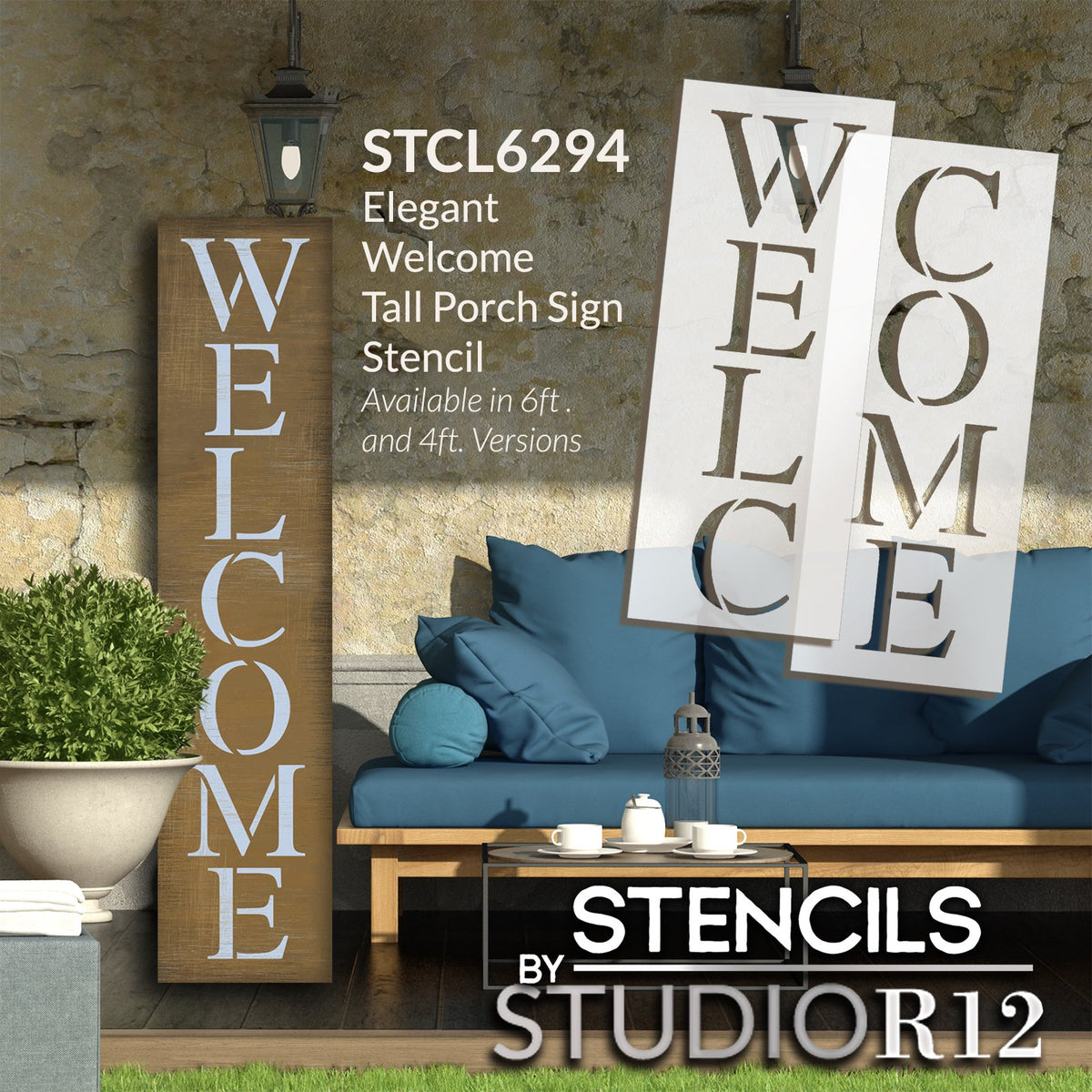 Traditional Serif Welcome Stencil by StudioR12, DIY Outdoor Farmhouse Home  Decor, Craft Vertical Wood Leaner Signs