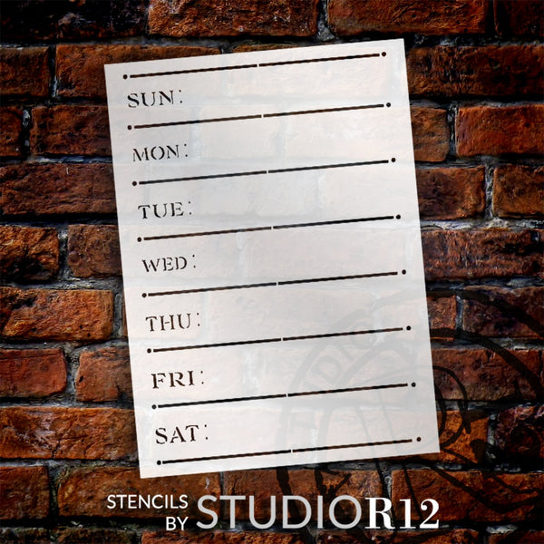 Simple Weekly Calendar Stencil by StudioR12 | DIY Menu Board Planner for Kitchen & Home | Craft Chalkboard Decor | Select Size | STCL5947