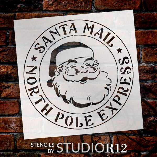Santa Mail North Pole Express Stencil by StudioR12 - Select Size - USA Made - Craft DIY Christmas Holiday Home Decor | Paint Winter Season Wood Sign | Reusable Template | STCL6358