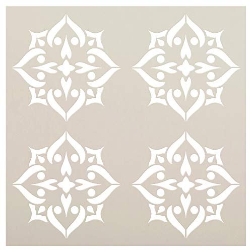 Mandala - Spades - 4 Tile Pattern Stencil by StudioR12