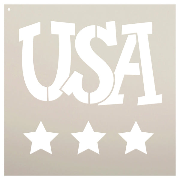 USA Stencil by StudioR12 | Patriotic American Star Spangled Word Art - Reusable Mylar Template | Painting, Chalk, Mixed Media | Use for Journaling, DIY Home Decor - STCL861