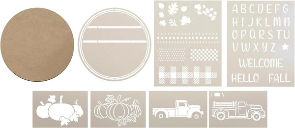 Custom Fall Door Hanger Project Set by StudioR12 - USA Made - Vintage Truck & Autumn Leaves DIY Home Decor - CMBN714