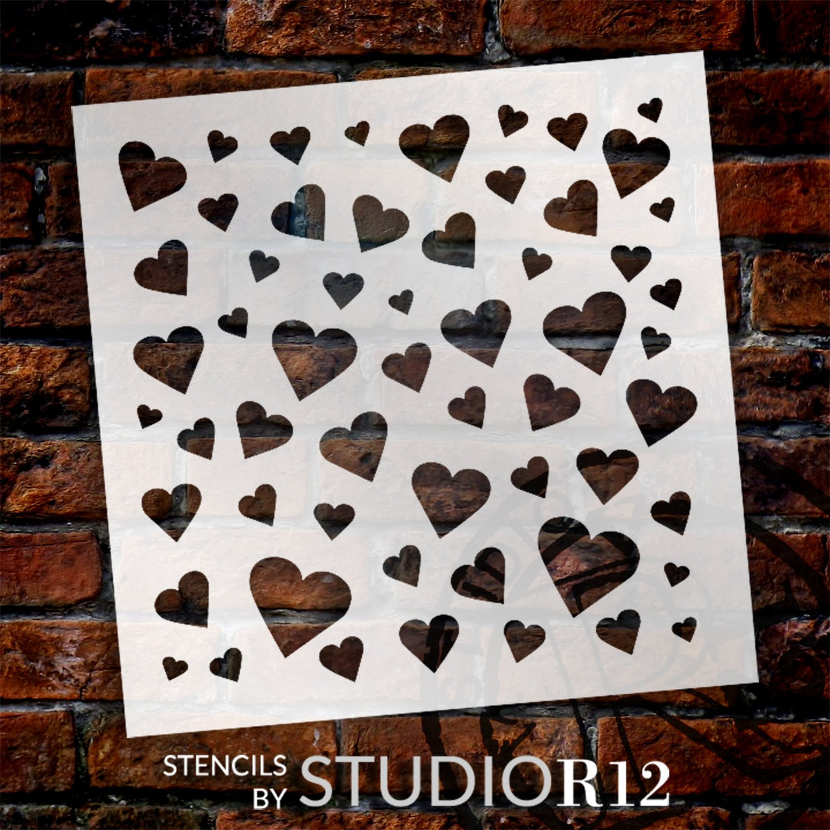 Handmade Hearts Stencil Pattern by StudioR12, Art & Crafts for Kids, Paint Heart Backgrounds Scrapbooking Cards Walls Cakes Cookies