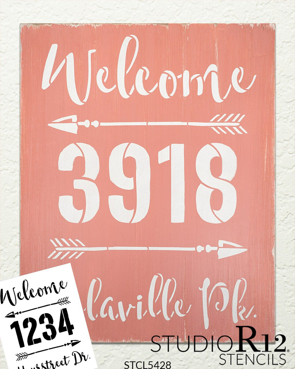 Personalized Address Stencil w/ Arrows by StudioR12 PRST5428