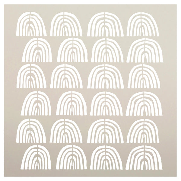 Hand Drawn Rainbow Repeat Pattern Stencil by StudioR12 - Select Size - USA Made - Wall Floor Tile Template for Painting & DIY Boho Decor | STCL6788