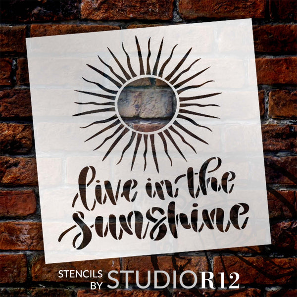 Live in The Sunshine Stencil by StudioR12 | Craft DIY Boho Home Decor | Paint Inspirational Wood Sign | Reusable Mylar Template | Select Size | STCL6062