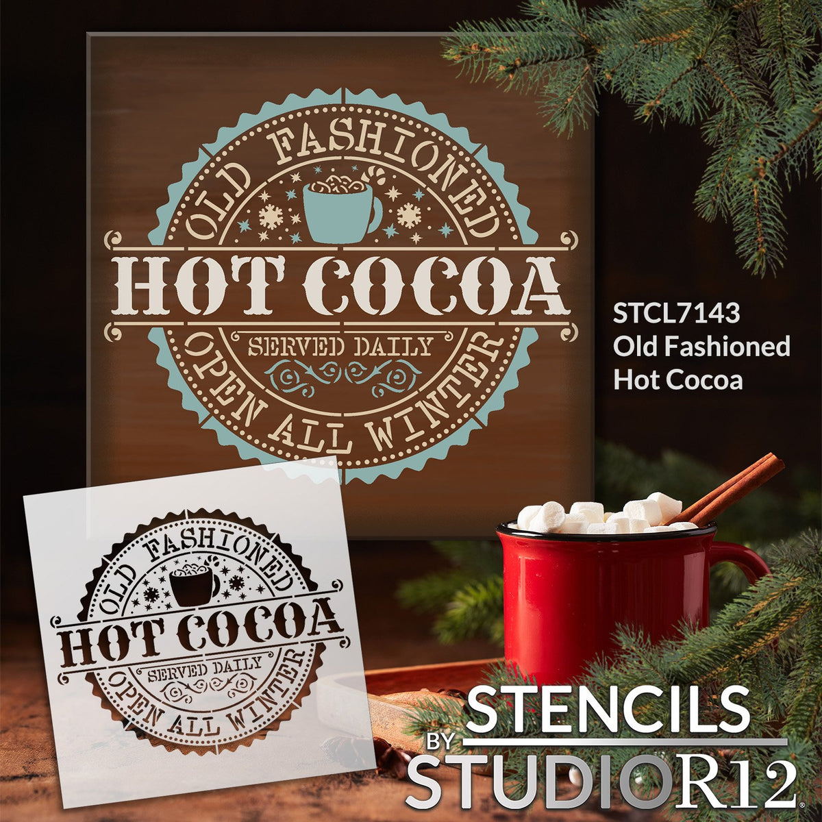 Old Fashioned Hot Cocoa Stencil by StudioR12 - DIY Coffee Bar