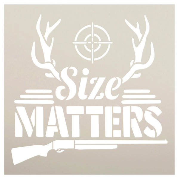 Size Matters Stencil by StudioR12 | DIY Antler Hunting Shotgun Nature Home Decor Gift | Craft & Paint Wood Sign Reusable Mylar Template | Select Size