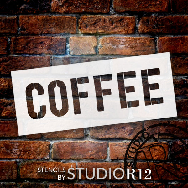 Coffee Typography Word Art Stencil by StudioR12 - Select Size - USA Made - Craft DIY Modern Farmhouse Kitchen Decor | Paint Jumbo Rustic Wood Sign | STCL6629