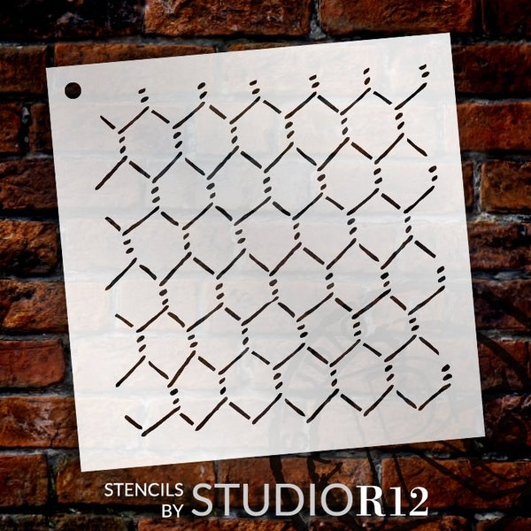 Chicken Wire Stencil by StudioR12 | Country Background Pattern - Reusable Mylar Template | Painting, Chalk, Mixed Media | Use for Journaling, DIY Home Decor | Select Size | STCL146