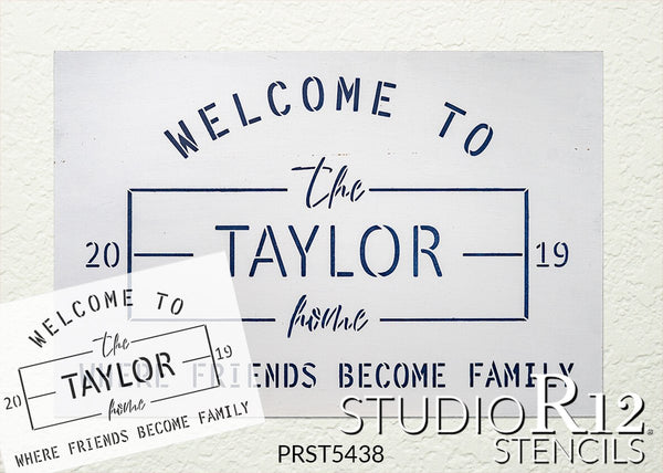 Personalized Family Welcome Stencil by StudioR12 | DIY Industrial Farmhouse Home Decor | Craft & Paint Custom Wood Signs | Select Size | PRST5438