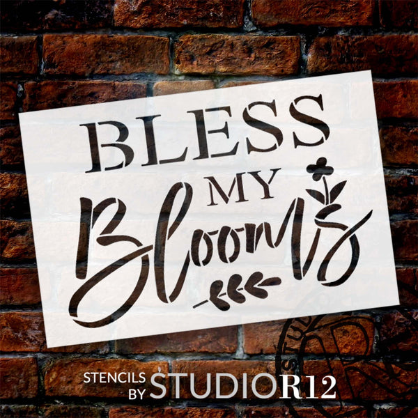 Bless My Blooms Stencil by StudioR12 | Craft DIY Spring Home Decor | Paint Seasonal Wood Sign | Reusable Mylar Template | Select Size | STCL6141