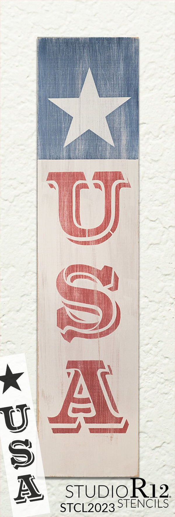 USA Star Vertical Stencil by StudioR12 | DIY Patriotic Outdoor Summer Porch Decor | Fourth of July Tall Wood Leaner Sign | Select Size | STCL2023