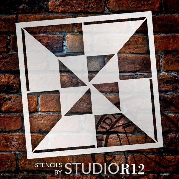 Simplistic Geometric Barn Quilt Stencil by StudioR12 | Craft DIY Patterned Home Decor | Paint Decorative Wood Sign | Reusable Template | Select Size | STCL6097