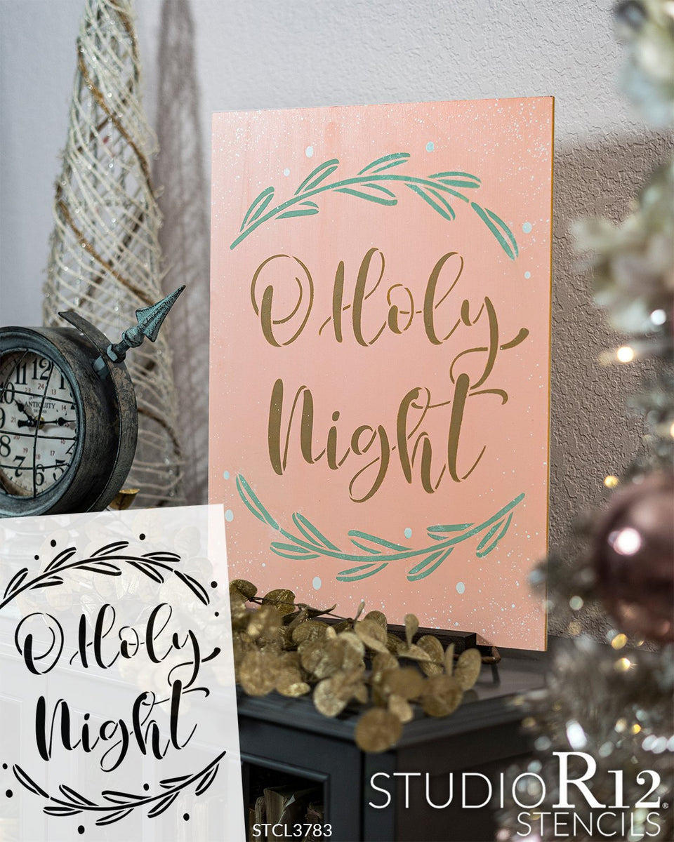 O Holy Night Elegant Stencil by StudioR12 | DIY Farmhouse Christmas Star  Home Decor | Craft & Paint Wood Sign | Reusable Mylar Template | Select Size