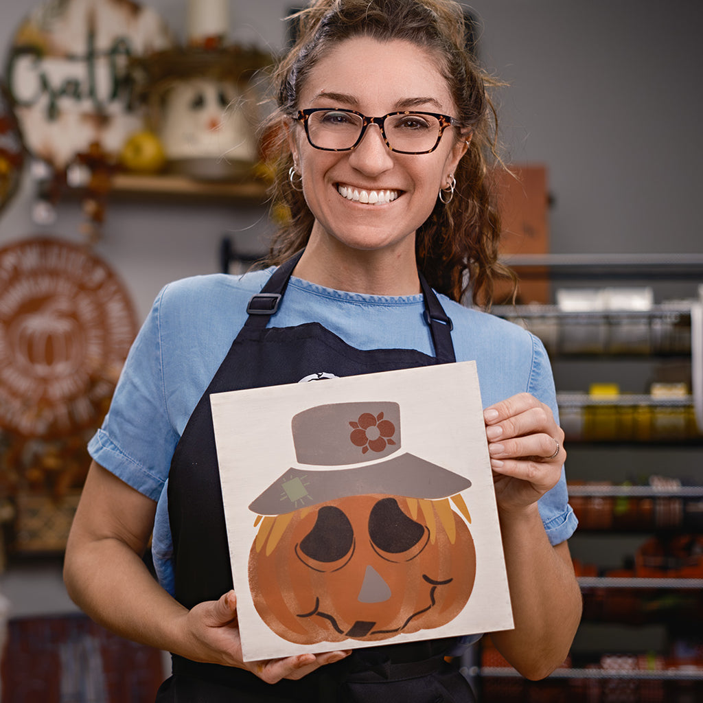 Paint a Scarecrow Pumpkin with STENCILS!