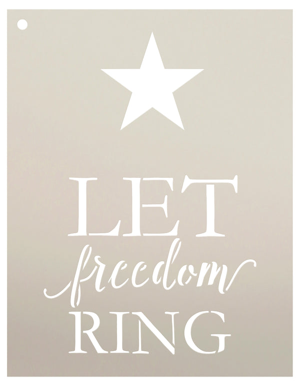 Let Freedom Ring Stencil by StudioR12 | Patriotic with Star Word Art - Mini 4 x 6-inch Reusable Mylar Template | Painting, Chalk, Mixed Media | Use for Journaling, DIY Home Decor - STCL1360_1