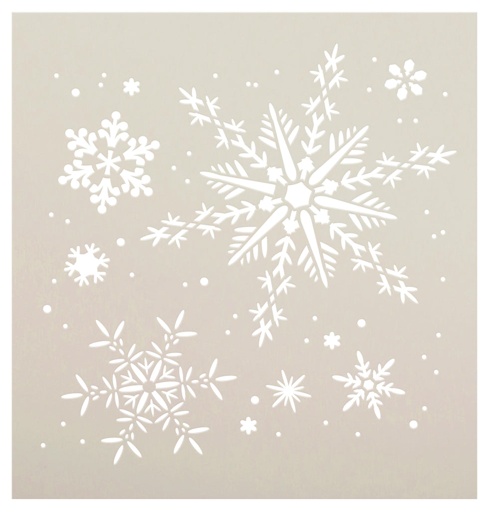 Snowflakes Stencil by StudioR12, Delicate Winter Snow Art
