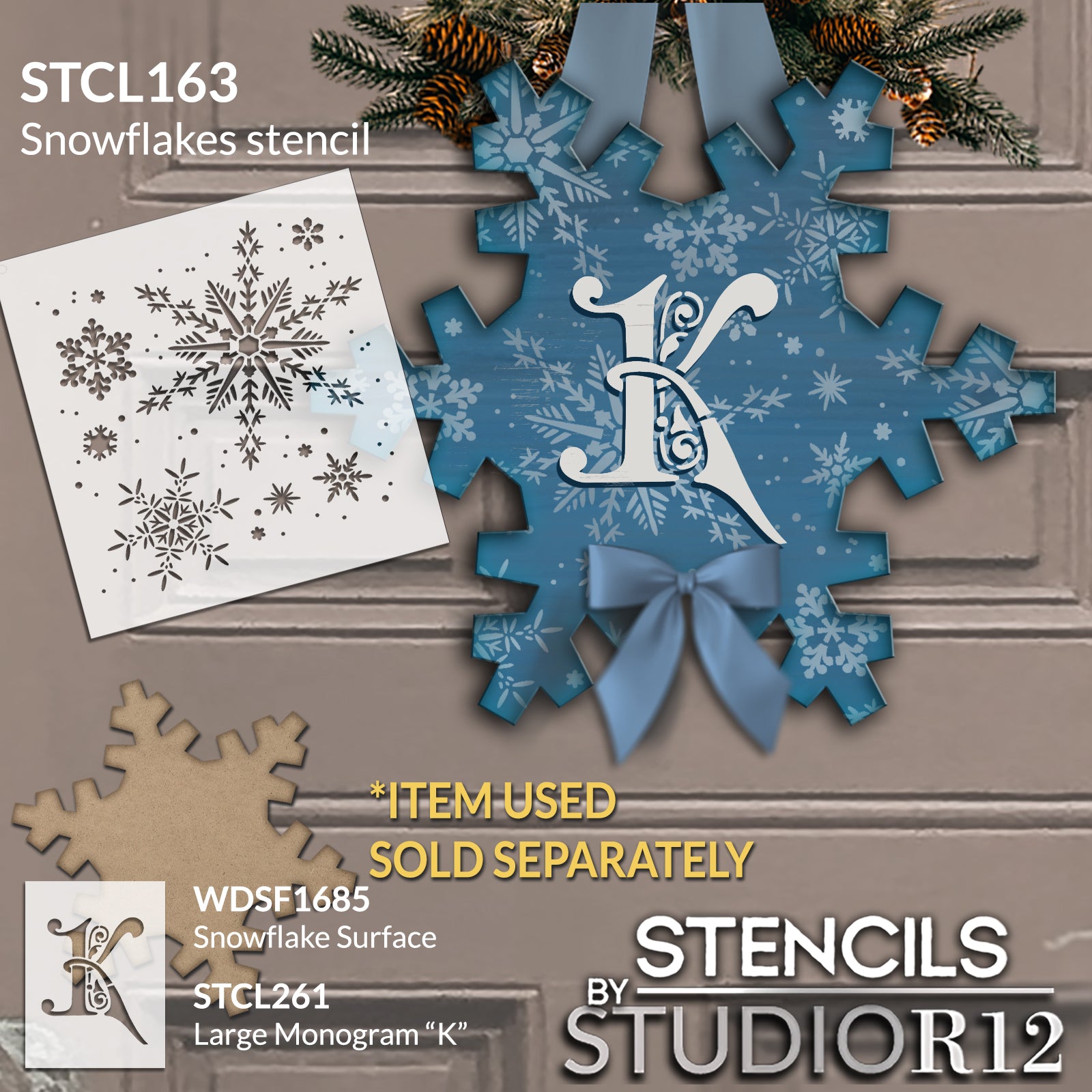 Snowflake Stencil by StudioR12 | Classic Winter Holiday Art | Reusable  Mylar Template | Painting, Chalk, Mixed Media | Use for Wall Art, DIY Home