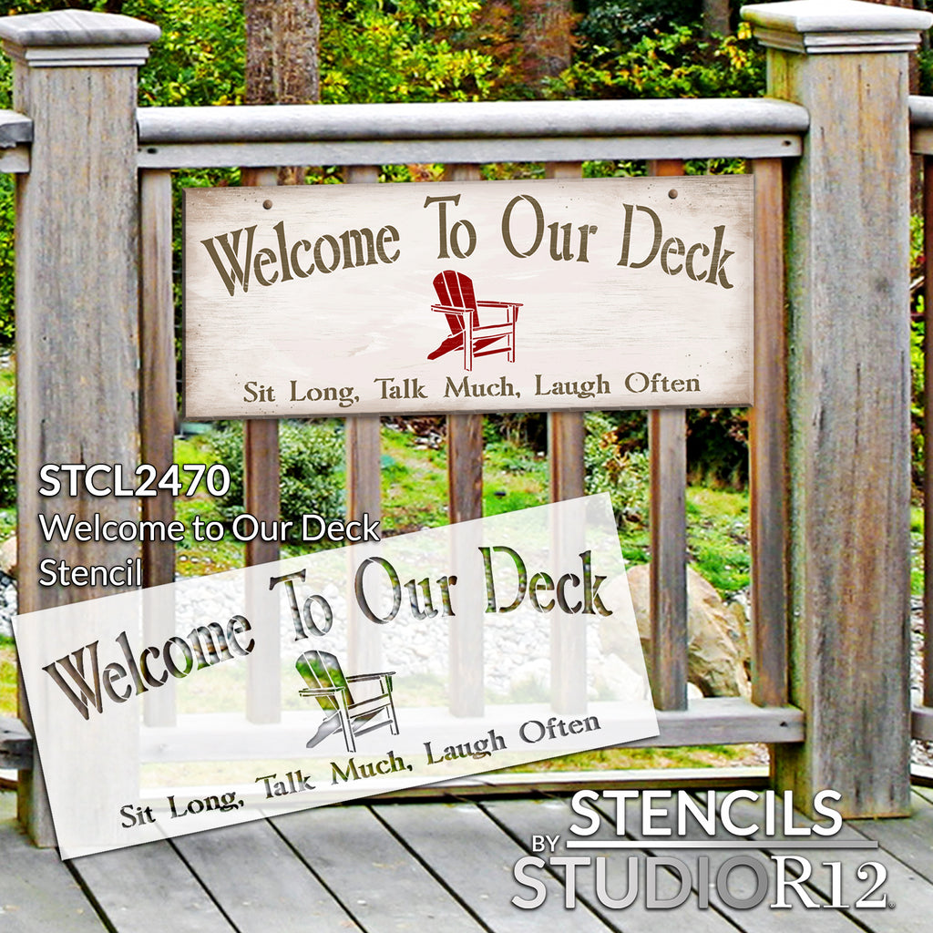 
                  
                Deck,
  			
                Patio,
  			
                Porch,
  			
                Sign,
  			
                Stencils,
  			
                Studio R 12,
  			
                StudioR12,
  			
                StudioR12 Stencil,
  			
                Summer,
  			
                Template,
  			
                Welcome,
  			
                Welcome Sign,
  			
                  
                  