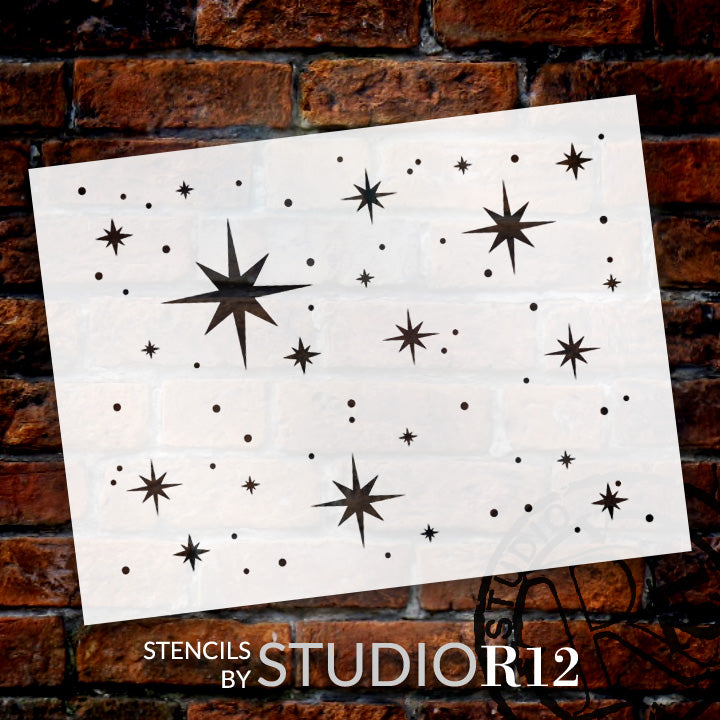 Stars Stencil by StudioR12  Primitive Pattern Art - Small 6 x 6