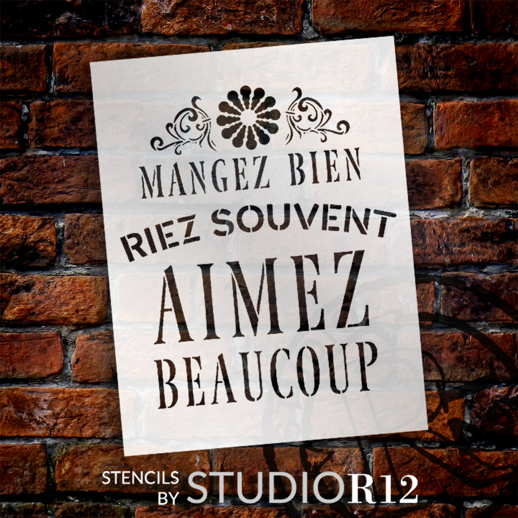 
                  
                French,
  			
                French Quotes,
  			
                Home Decor,
  			
                Mixed Media,
  			
                Multimedia,
  			
                Quotes,
  			
                Sayings,
  			
                Studio R 12,
  			
                StudioR12,
  			
                StudioR12 Stencil,
  			
                  
                  