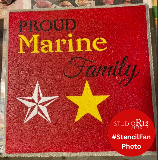Proud Marine Family Stencil by StudioR12 | Military | Star | Word Art | DIY Decor | 11