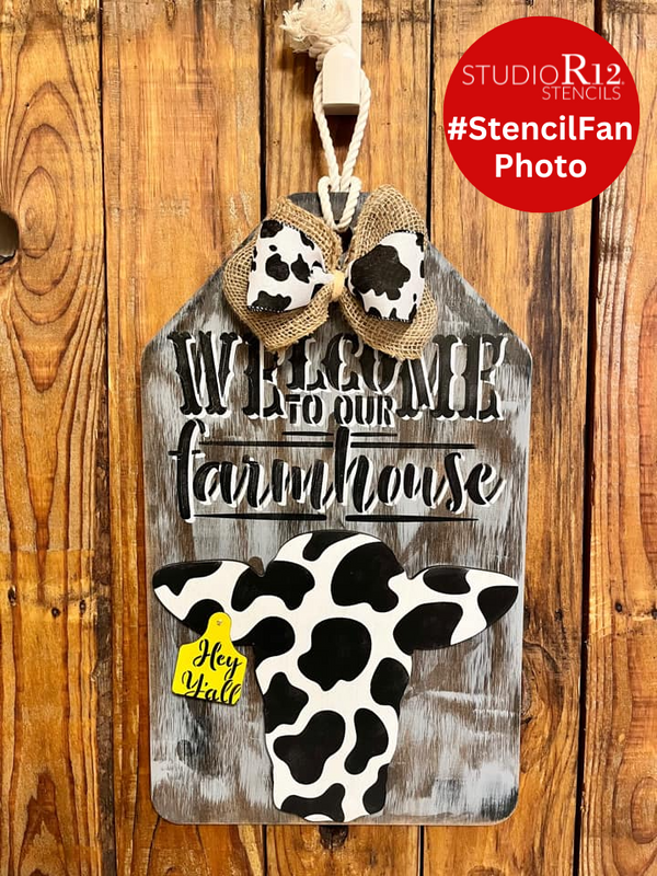 Cow Pattern Stencil by StudioR12 | Craft DIY Pattern Home Decor | Paint Decorative Wood Sign | Reusable Mylar Template | Select Size | STCL6035