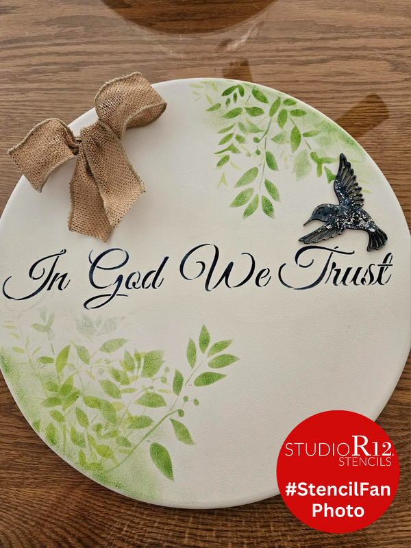 In God We Trust Stencil by StudioR12 | Patriotic Faith Word Art | Painting, Chalk, Mixed Media | Use for Crafting, DIY Home Decor | STCL1256 | 14.5x3 inch