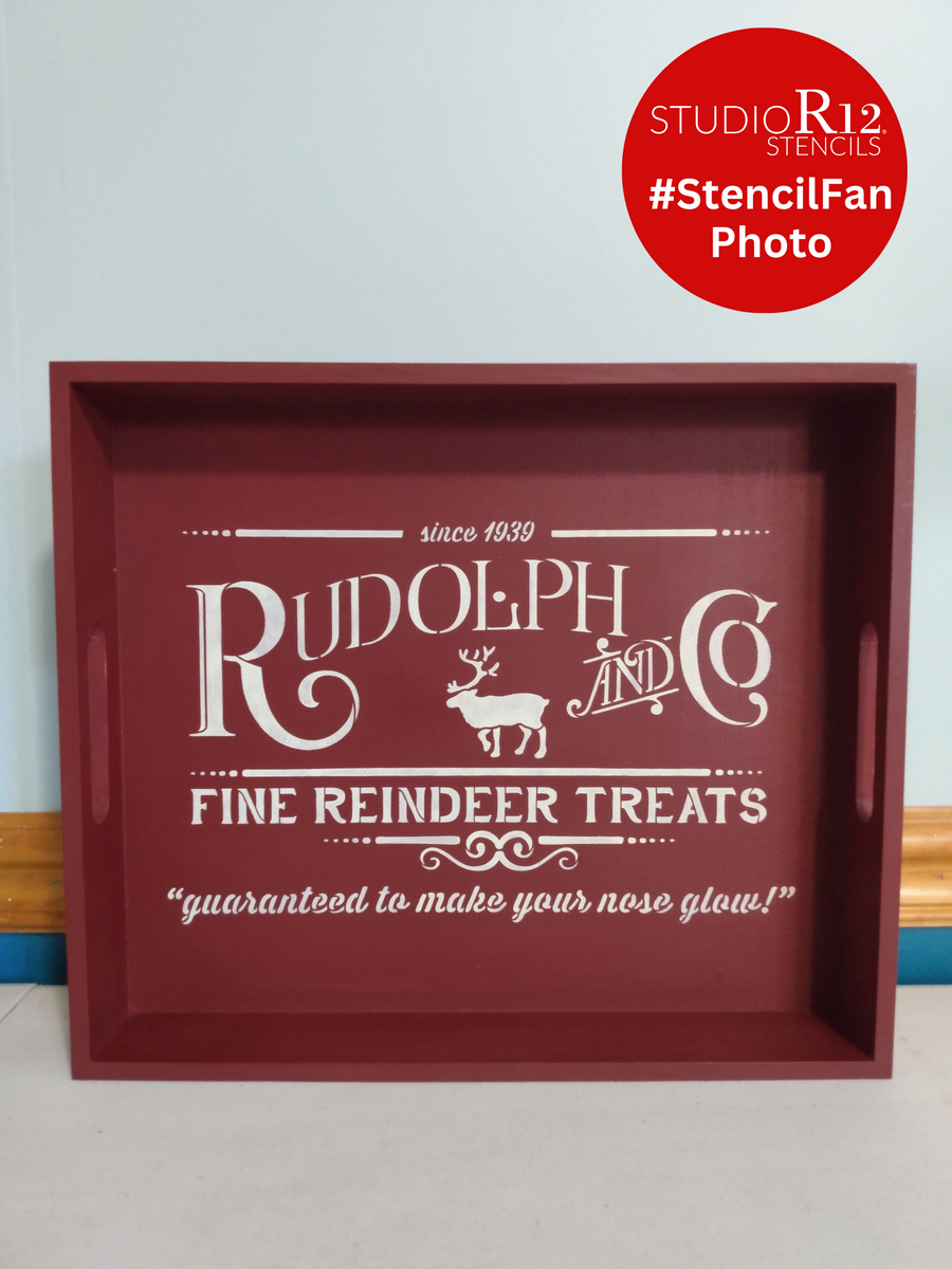 Rudolph and Co. Stencil by StudioR12 | Reindeer Treats Christmas Word ...