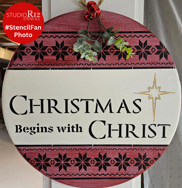 Christmas Begins with Christ Stencil by StudioR12 | DIY Holiday Star Festive Decor | Rustic Christian Jesus Gift Craft Inspiration Farmhouse | Select Size | STCL1529