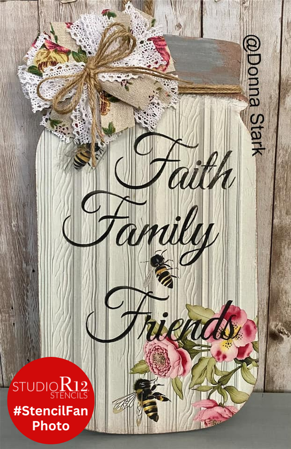 Faith Family Friends by StudioR12 | Traditional and Elegant Reusable Mylar Template | Painting, Chalk, Mixed Media | Wall Art, DIY Home Decor - STCL1213 - SELECT SIZE
