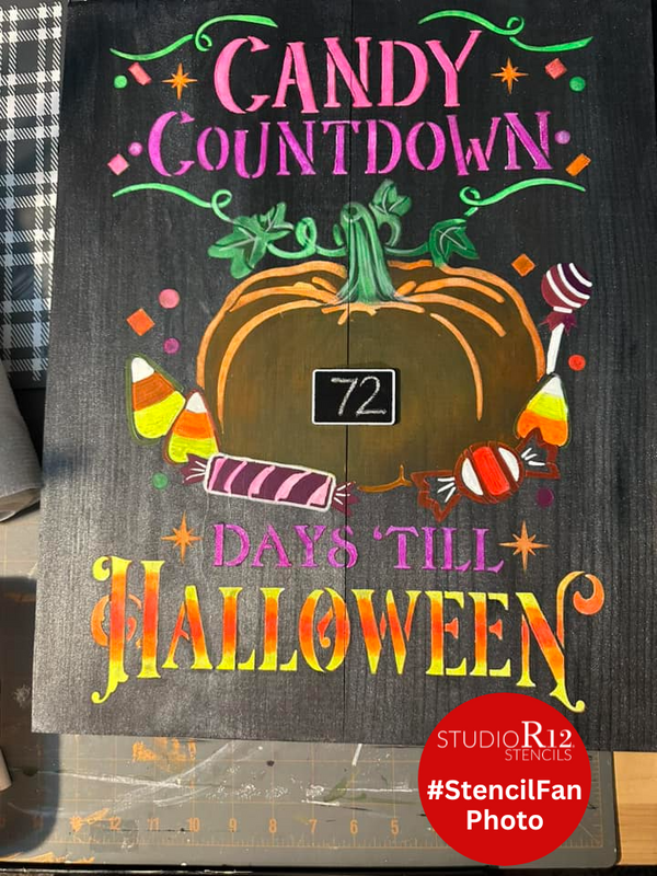 Candy Countdown Stencil with Pumpkin by StudioR12 | DIY Trick or Treat & Halloween Home Decor | Paint Wood Signs | Select Size | STCL3457