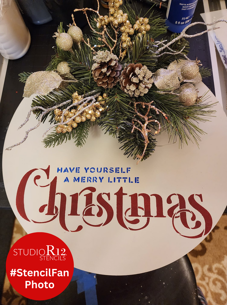 Merry Christmas Stencil with Holly & Berries StudioR12, Rustic Script Word  Art, DIY Winter Holiday Home Decor, Craft & Paint Wood Signs, Reusable  Mylar Template
