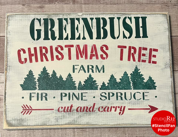 Christmas Tree Farm Stencil by StudioR12 | Use to Paint Wood Signs | DIY Christmas Season Decor - Select Size | STCL2597_1