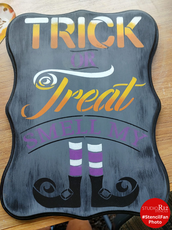 Trick or Treat Smell My Feet Stencil by StudioR12 | DIY Fun Halloween Witch Home Decor | Craft & Paint Wood Signs | Select Size | STCL3449