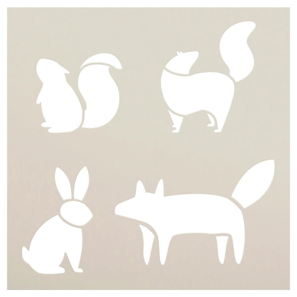 Forest Critters Stencil by StudioR12 - Select Size - USA Made - DIY Woodland Animals Decor - Squirrel Fox Bunny - Reusable Wall Template for Painting - STCL7200